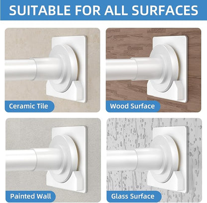 CorkLatta White Shower Curtain Rod,1 Inch Diameter Stainless Steel Adjustable Spring Tension Rods 32 to 92",with Holders,Anti-Slip,Curtain Rods No Drilling(1 Pack)
