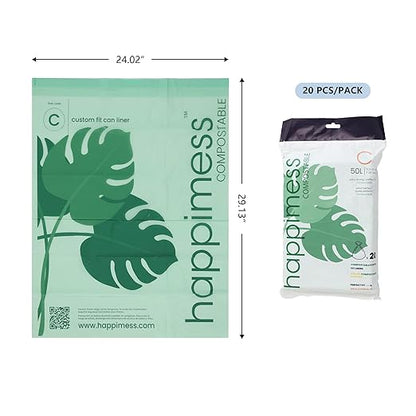 happimess 13.2 Gallon Drawstring Trash Bags, Compostable, Bio-Based