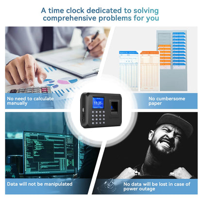 Time Clocks for Employees Small Business, Time Clock, Attendance Machine with Fingerprint, and Password Punching in One,Office