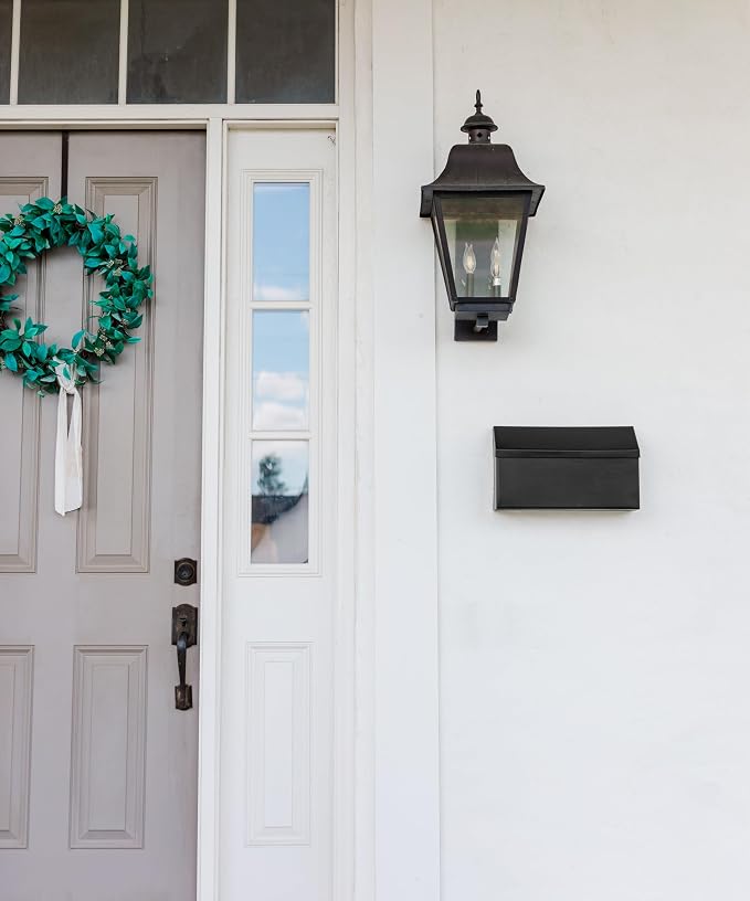 Architectural Mailboxes Harmonist Steel Wall Mount Mailbox, Textured Black | Galvanized steel build for outside with weather-resistant outdoor construction and a rust-resistant powder-coat finish.