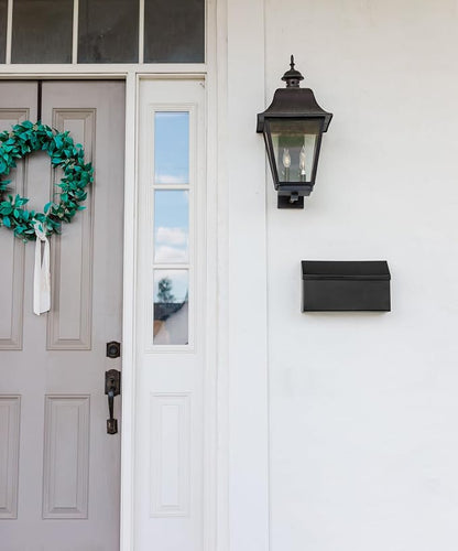 Architectural Mailboxes Harmonist Steel Wall Mount Mailbox, Textured Black | Galvanized steel build for outside with weather-resistant outdoor construction and a rust-resistant powder-coat finish.