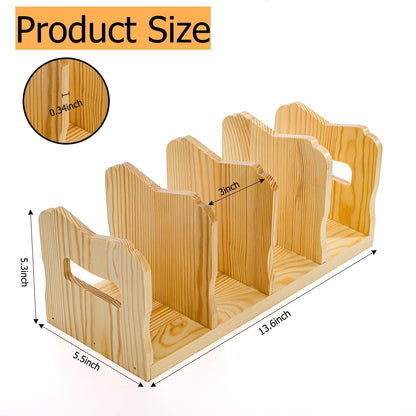 Lawei 2 Pack Wooden Mail Sorter, 4 Slot Desk File Organizer with Handles, Sturdy File Sorter Book Holder for Letter, Envelope, Purse Clutch Divider, Storage Folder Racks for Home, Office, Classroom