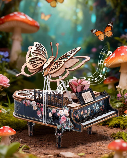 Rnfinewow 3D Puzzles for Adults, 3D Piano Puzzle Model Kit, Wooden Piano Puzzles for Adults Home Desk Decor DIY Crafts Wooden Music Box Puzzle Gifts for Men Women Hobbies for Holiday Birthday