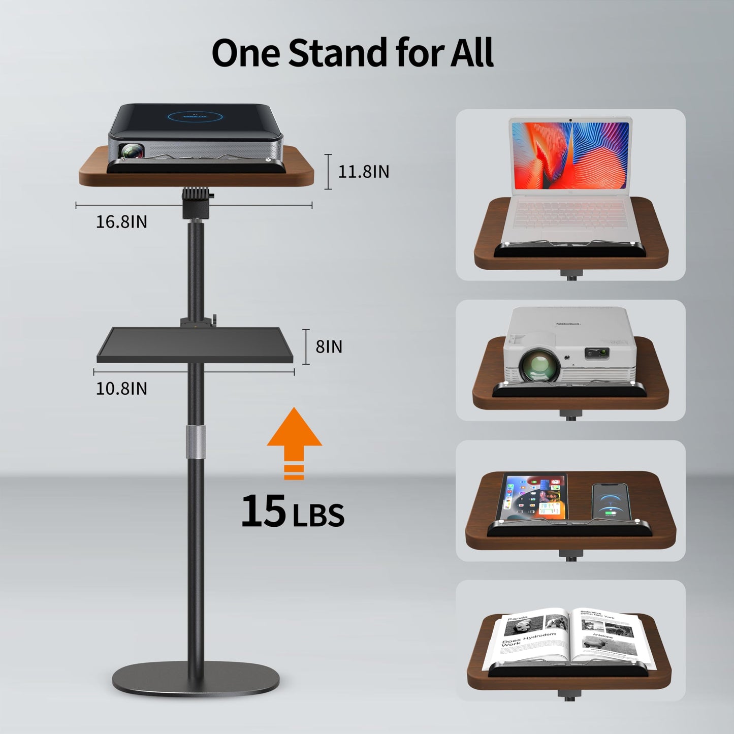 NAMON 2-in-1 Wooden Music Stand, Floor & Tabletop Sheet Music Stand with Page Clips & Tray, 16.5"-51" Adjustable Height, Ideal for Violin, Guitar, Conductors & Classroom (Walnut Effect)