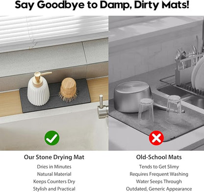 2 Pack Diatomite Stone Sink Tray, Water Absorbing Mat