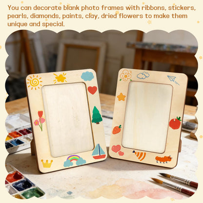 VOKOY 50 Pack Wooden Picture Frames for Crafts, DIY Wood Craft Picture Frames Bulk for 4" x 6" Photos,Unfinished Standing Photo Frames DIY Crafts Wood Decorate for Father's Day Birthday Party Gifts