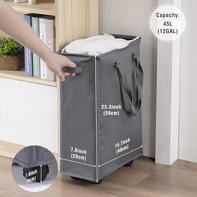 Slim Rolling Laundry Basket, Slim Laundry Hamper