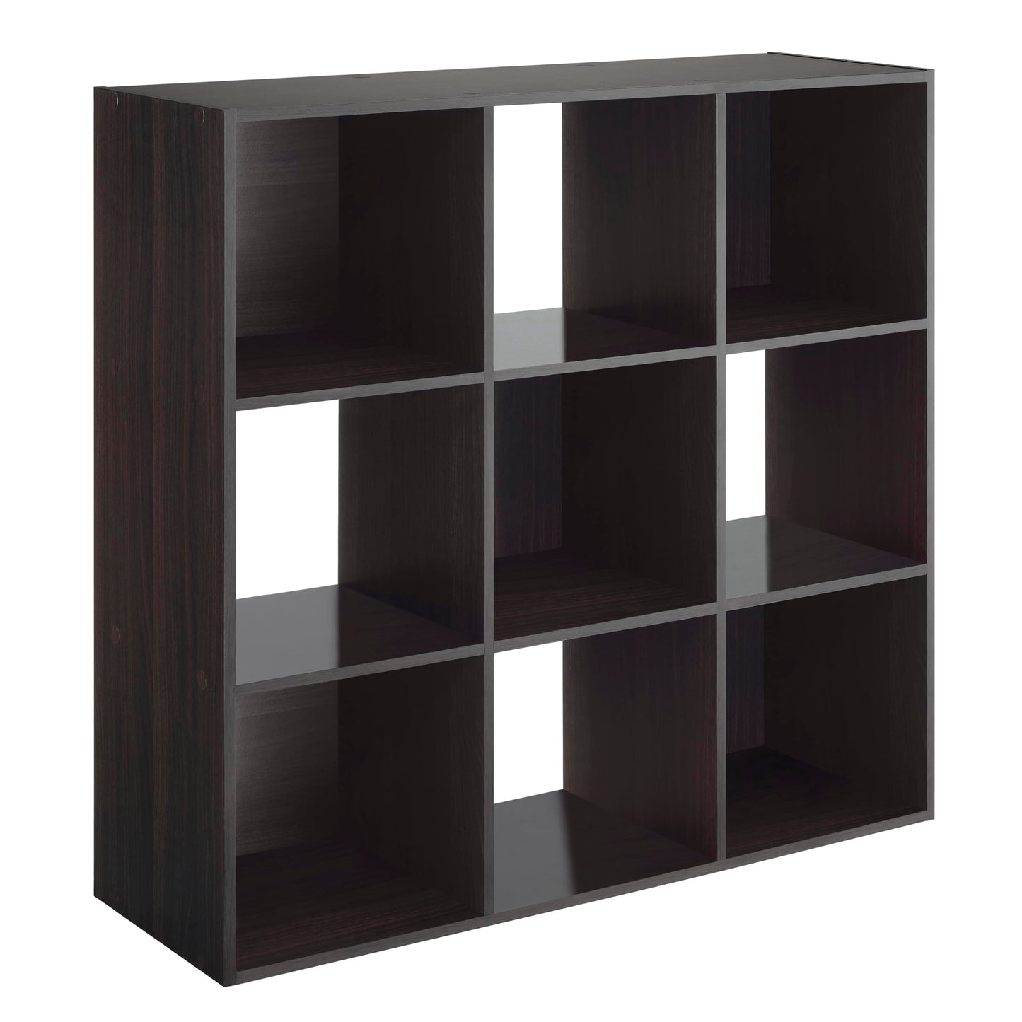 Whitmor 9 Cube Storage Organizer, 3 Tier Stackable MDF Wood Bookcase, Open Storage Display Bookshelf, Storage Cabinet for Living Room, Bedroom, Home, Office, 35.5" L x 11.7" W x 35.5" H, Espresso