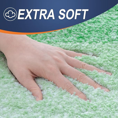 OLANLY Small Bathroom Rugs Mat 24x16, Extra Soft Absorbent Microfiber Bath Rugs, Rubber Backing, Quick Dry, Machine Washable Bath Mats for Bathroom Floor, Tub and Shower, Home Decor Accessories, Green