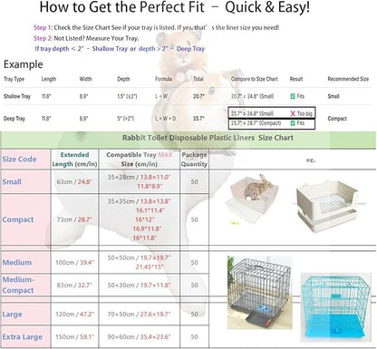50 Pcs Disposable Rabbit Cage Liner Plastic Toilet Film Leak-Proof for Small Animals Bunny Guinea Pig Bird Cage Liners Litter Box Crate Tray Drawer Quick Cleanup Essentials Indoor (Medium)