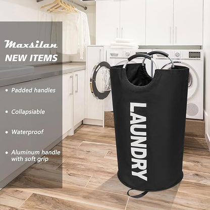 90L Large Laundry Basket, Freestanding Tall Clothes Hamper, Collapsible Laundry