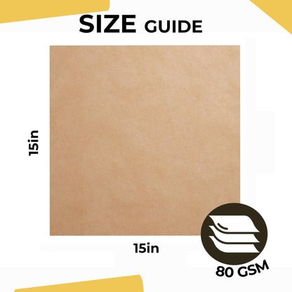 Crown Display Kraft Paper Sheets - 15 x 15 Inch - 240 Sheets of Brown Wrapping Paper – Heavy Duty Craft Paper for Shipping - Light Brown Construction Paper - 80 GSM - 375 Square feet
