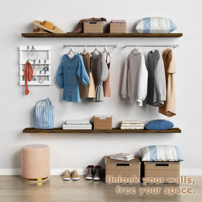 Forbena 36 Inch Floating Shelves for Wall Long Set of 3, Large Deep Wall Shelves for Bedroom Living Room Decor, Rustic Wood Floating Shelf for Kitchen Closet Office TV Plants Books (Dark Brown)
