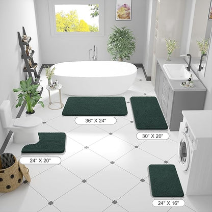 OLANLY Large Bathroom Rugs 40x32, Soft Absorbent Chenille Bath Rugs, Rubber Backing Quick Dry, Machine Washable Bath Mats for Bathroom Floor, Tub and Shower, Home Decor Accessories, Blackish Green