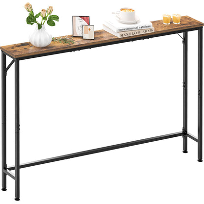 Vantimo 47.2" Console Table, Narrow Entryway Table, Skinny Sofa Table, Behind CouchTable, Long Skinny Table, DisplayTable for Entryway, Living Room, Foyer, Corridor, Office, Rustic Brown