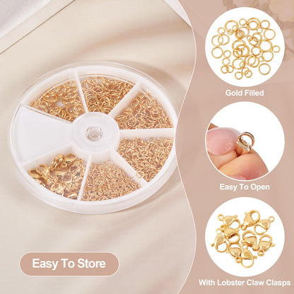 DIY Jewelry Making Kits Craftdady 25pcs 18K Gold Plated Stainless Steel Lobster Claw Clasps 658pcs 3mm 4mm 5mm 6mm 7mm Brass Open Jump Rings for DIY Bracelet Necklace Jewelry Making