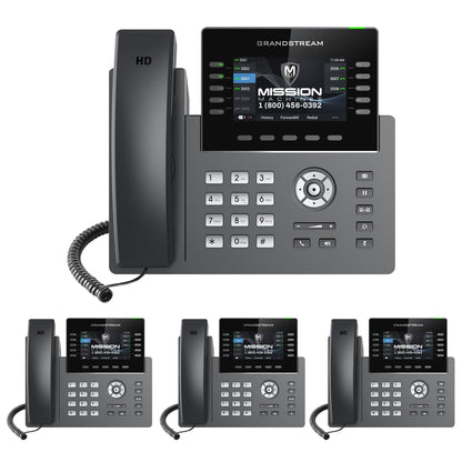 Business Phone System 'Mission Machines' G400C: Includes Grandstream GRP2615 Phones + 'Mission Machines' Cloud Server + Free 3-Months of 'Mission Machines' Cloud Phone Service (4 Phone Bundle)