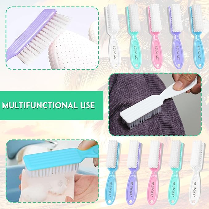 NICEMOVIC 10 Pcs Nail Brush for Cleaning Fingernails, Handle Grip Nail Scrubber