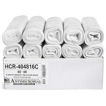 Aluf Plastics 45 Gallon Clear Trash Bags 40" x 48"