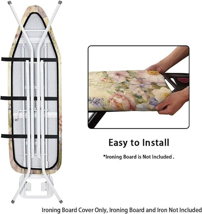 Purple Bird Flowers Ironing Board Cover Stretchy Extra Wide Table Top Ironing