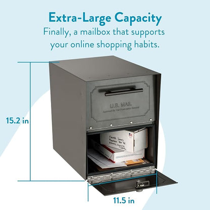 Architectural Mailboxes 6200Z-10 Oasis Classic Locking Post Mount Mailbox, 18"D x 11.5"W x 14"H ,Graphite Bronze
