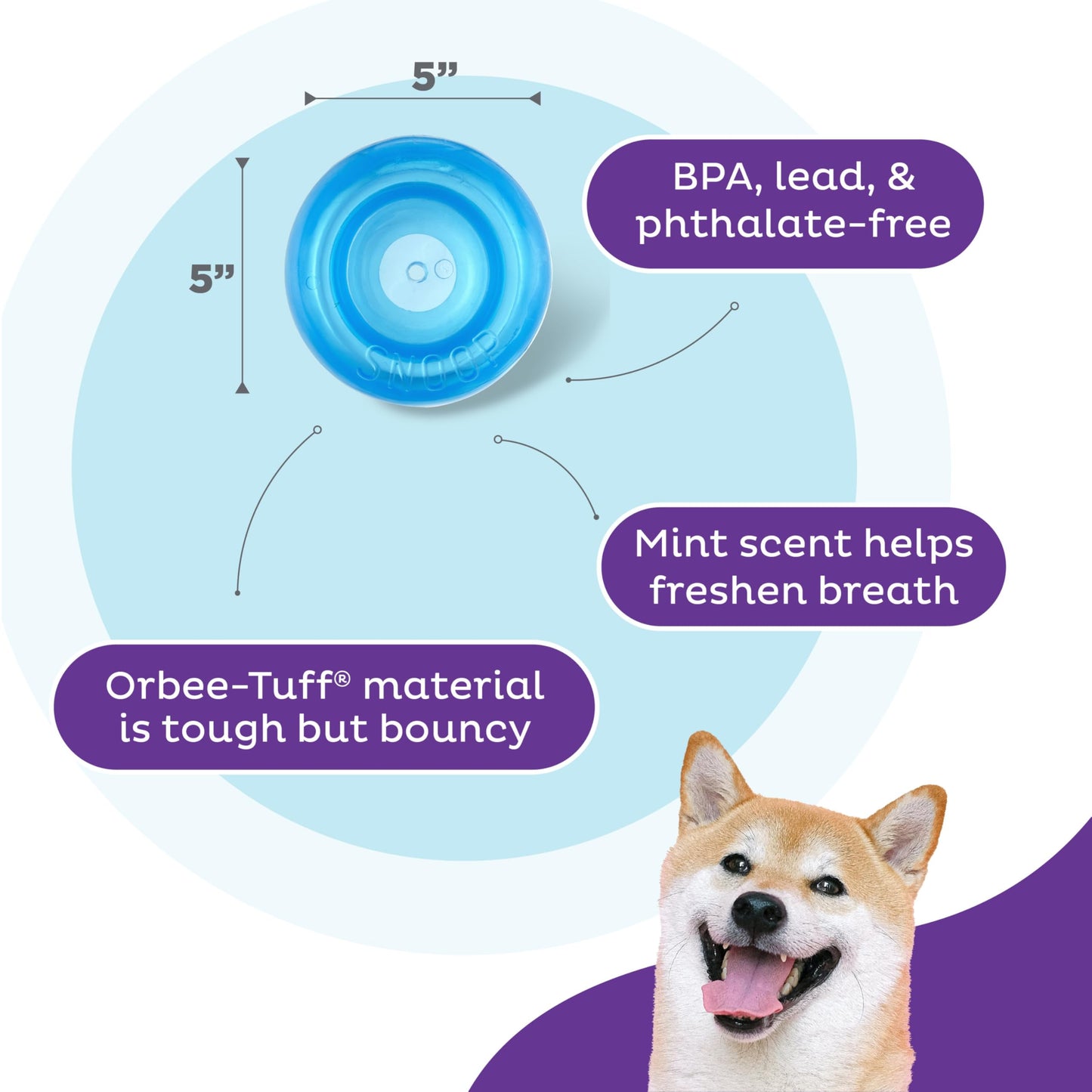 Planet Dog Orbee-Tuff Snoop Interactive Treat Dispensing Dog Toy, Large, Blue