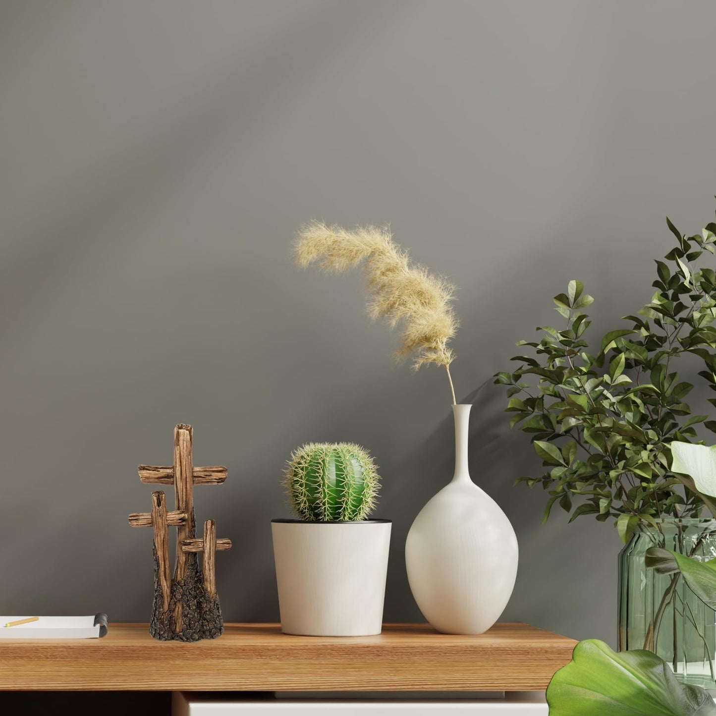 BestGiftEver Rustic Tabletop Resin Cross - Driftwood Design with Three Crosses on a Hill - Spiritual Home Décor for Living Room, Bedroom, and Gift for Family & Friends