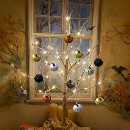 Fall Pumpkin Ornaments, 30Pcs Hanging Pumpkins Thanksgiving Tree Decorations, 1.4" Mini Pumpkins Farmhouse Fall Ornaments for Small Tree for Autumn Thanksgiving Halloween Christmas Harvest (30Pcs)