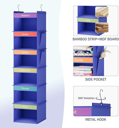 YOUDENOVA 6-Shelf Weekly Hanging Closet Organizer, Weekly Clothes Organizers