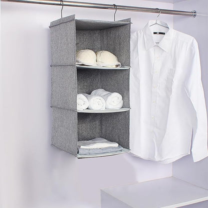 Hanging Closet Organizer, Easy Mount Collapsible 3-Shelf Camper Closet Wardrobe