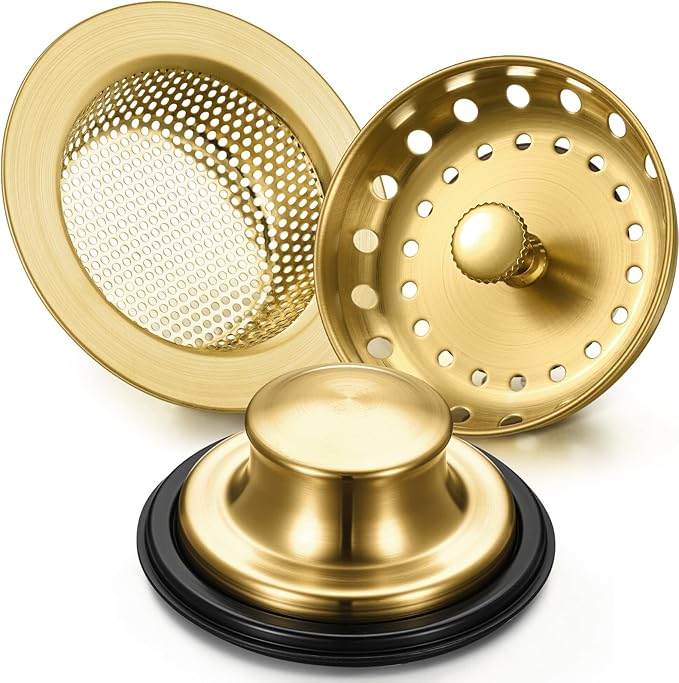Mudder 3 Pcs Kitchen Sink Drain Strainer and Stopper Stainless Steel Garbage