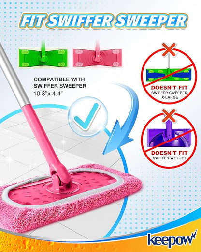 KEEPOW 6 Pack Reusable Mop Pads Compatible