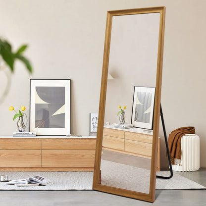 TheiaMo Full Length Mirror Wood Frame, 65x22in Floor Mirror Wall Full Body Mirror with Standing, Leaning Hanging for Bedroom,Living Room, Large Wooden Frame, Dark Wood