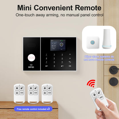 Wireless Alarm System for Home Security,24 Pcs Home Alarm System Wireless DIY Kit,WiFi+GSM/4G with Instant App Alerts NO MonthlyFees,SOS Button,App & Remote Control,Work with Alexa,for Apartment