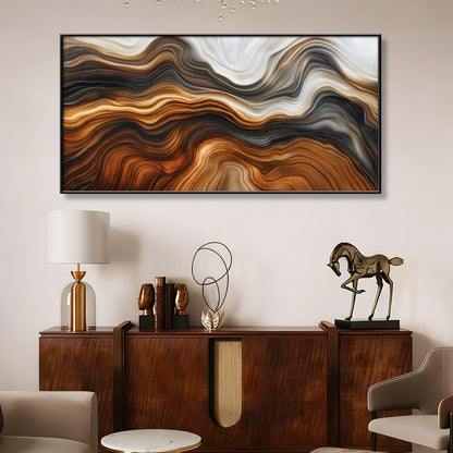 Wood Grain Canvas Wall Art, Tree Ring Canvas Wall Art, Wood Stump Picture Print, Stump Trunk Print Decor, Old Tree Trunk Painting, Modern Nature Decor for Living Room, Bedroom, Kitchen (Gold Framed, 70"x 35"| 180x90cm)