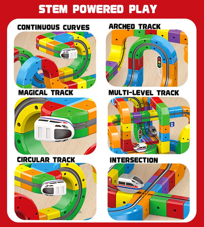 Electric Train Set for Kids Ages 3-8 - Modular 3D Flexible Race Track Building Toy with Gravity-Defying 360° Movement, STEM Learning Fun Gift(84 pcs Value Set)