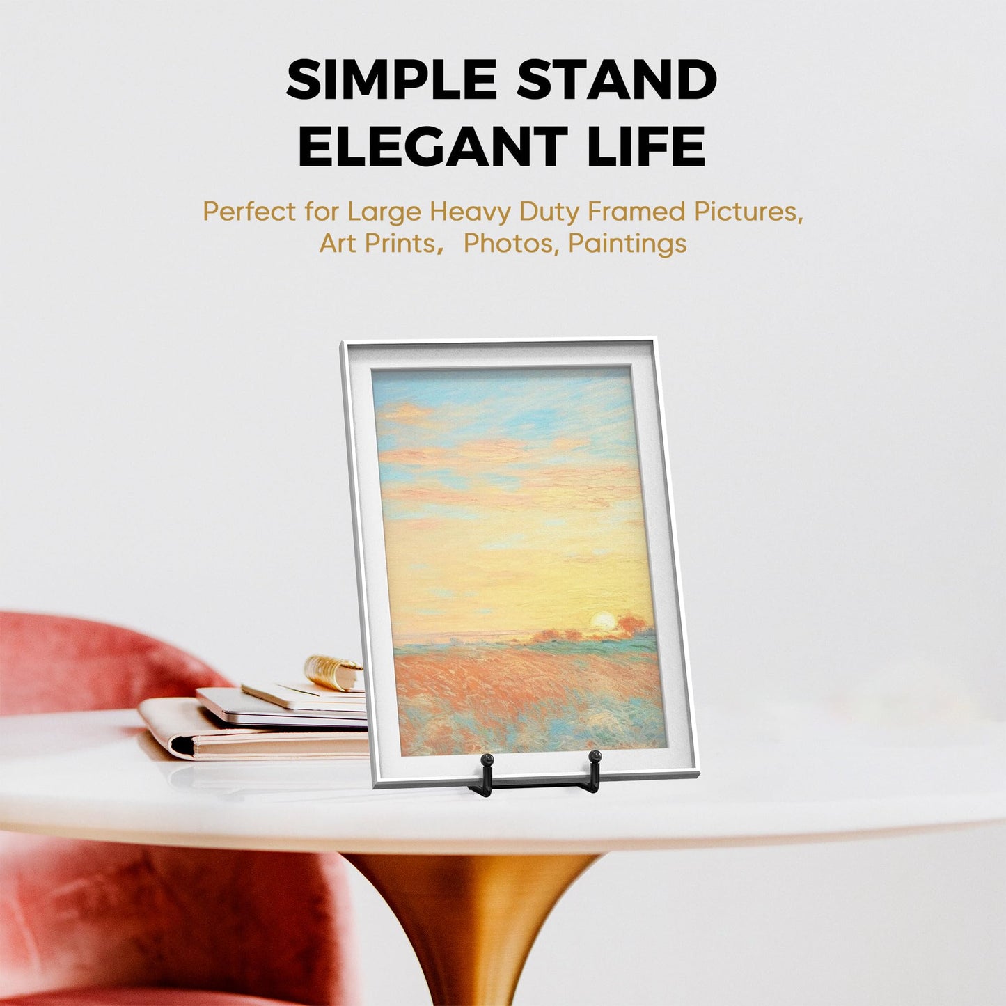 TR-LIFE 16 Inch Black Metal Plate Stand (3 Pack) - Heavy Duty Picture and Display Stand for Large Plates, Frames, Platters and Art