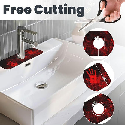 Halloween Scary Horror Red Blood Spatter Bloody Handprint Kitchen Sink Splash
