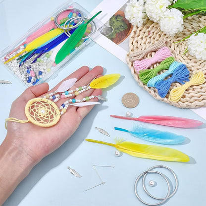 SUNNYCLUE DIY 6 Sets Dreamcatcher Kit Feather Dreamcatchers with Video Tutorials Wall Hanging Feathers Glass Beads Bohemian Ornament Making Kit for Car Mirror Home Decor Beginner Craft Handmade Gift