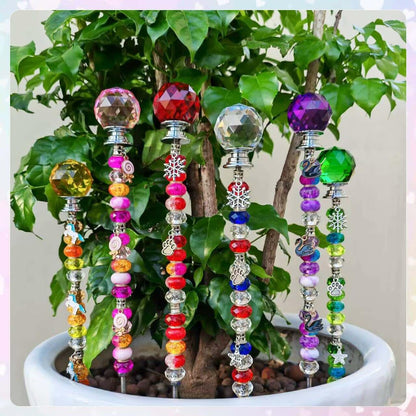 140Pcs DIY Fairy Wand Beaded Garden Stakes Kit Decorative Garden Stakes Beadable Items Fairy Garden Kit for Different Festivals Fairy Garden Accessories Outdoor(Section)