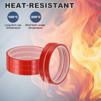 uxcell 10 Rolls Heat Tape, 10mm x 16m(52FT) No Residue High-Temperature Resistant Tape Heat Transfer Tape for Sublimation Electronics 3D Printing Soldering, Red