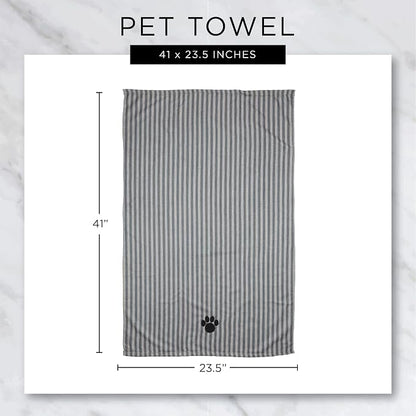 Bone Dry Pet Grooming Towel Collection Absorbent Microfiber X-Large, 41x23.5, Embroidered Black (Pack of 12)