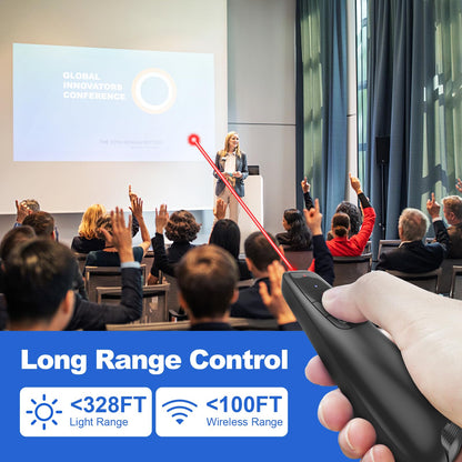 Presentation Clicker with Case Storage: Wireless Presenter Remote: Red Laser Pointer Computer Clickers, USB C PowerPoint PPT Clicker for Mac Laptop, Slideshow Google Slide Advancer