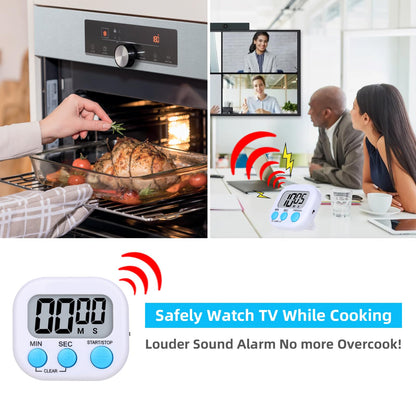 16 Packs Digital Timer Multi-Function Electronic Timers for Classroom Small Magnetic Countdown Stopwatch Mini Loud Alarm Stop Clock for Kitchen Cooking Games Meeting Study Work Baking Sports Office