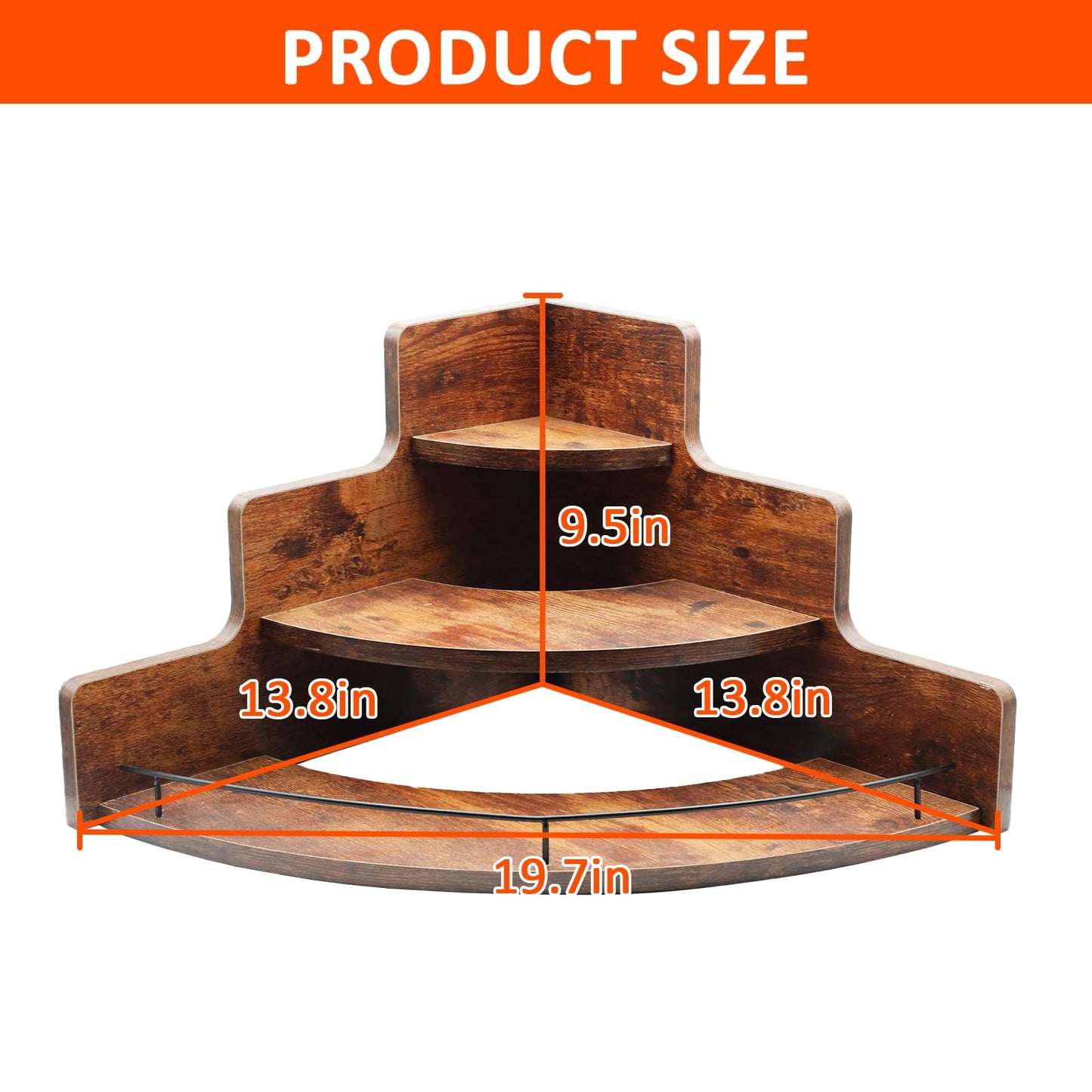 LOCPUFF Liquor Bottle Display Shelf, Coffee Syrup Organizer, 3 Step Wood Wine Racks Countertop, Mini Bar, Corner Wine Holder, Retro Liquor Cabinet for Liquor Whiskey, Coffee Syrup(Brown)