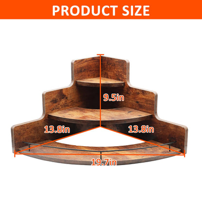 LOCPUFF Liquor Bottle Display Shelf, Coffee Syrup Organizer, 3 Step Wood Wine Racks Countertop, Mini Bar, Corner Wine Holder, Retro Liquor Cabinet for Liquor Whiskey, Coffee Syrup(Brown)