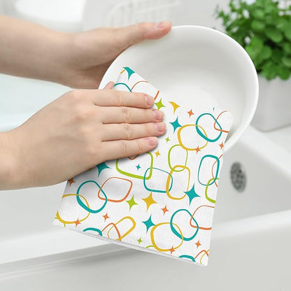 Mid Century Modern Kitchen Towels Set of 2, Absorbent Hand Towels, Retro Dish