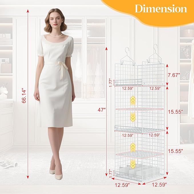 5 Tier Hanging Closet Organizer Separable Hanging Closet Shelves