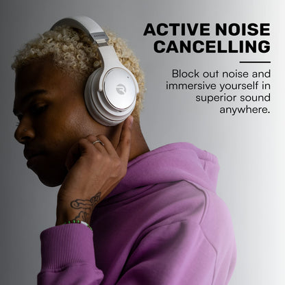 Raycon Everyday Bluetooth Headphones - Over The Ear, Active Noise Cancelling Wireless Headphones + Awareness Mode, Bluetooth Headset with Mic, 40 Hours of Battery Life (Rose Gold)