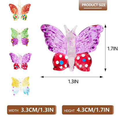 4pcs Glass Butterfly Ornament 1.7inch Hanging Crystal Butterflies Ornaments Decor for Home Window